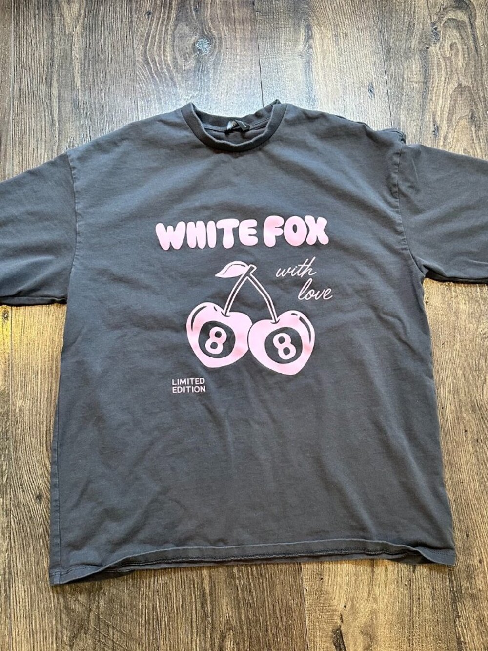 GUC White Fox With Love 88 Oversized Tee T Shirt Unisex Cherries Gray Purple S/M